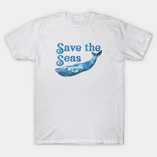 Save the Seas and Oceans - Save the Planet - Blue Whale Design T-Shirt